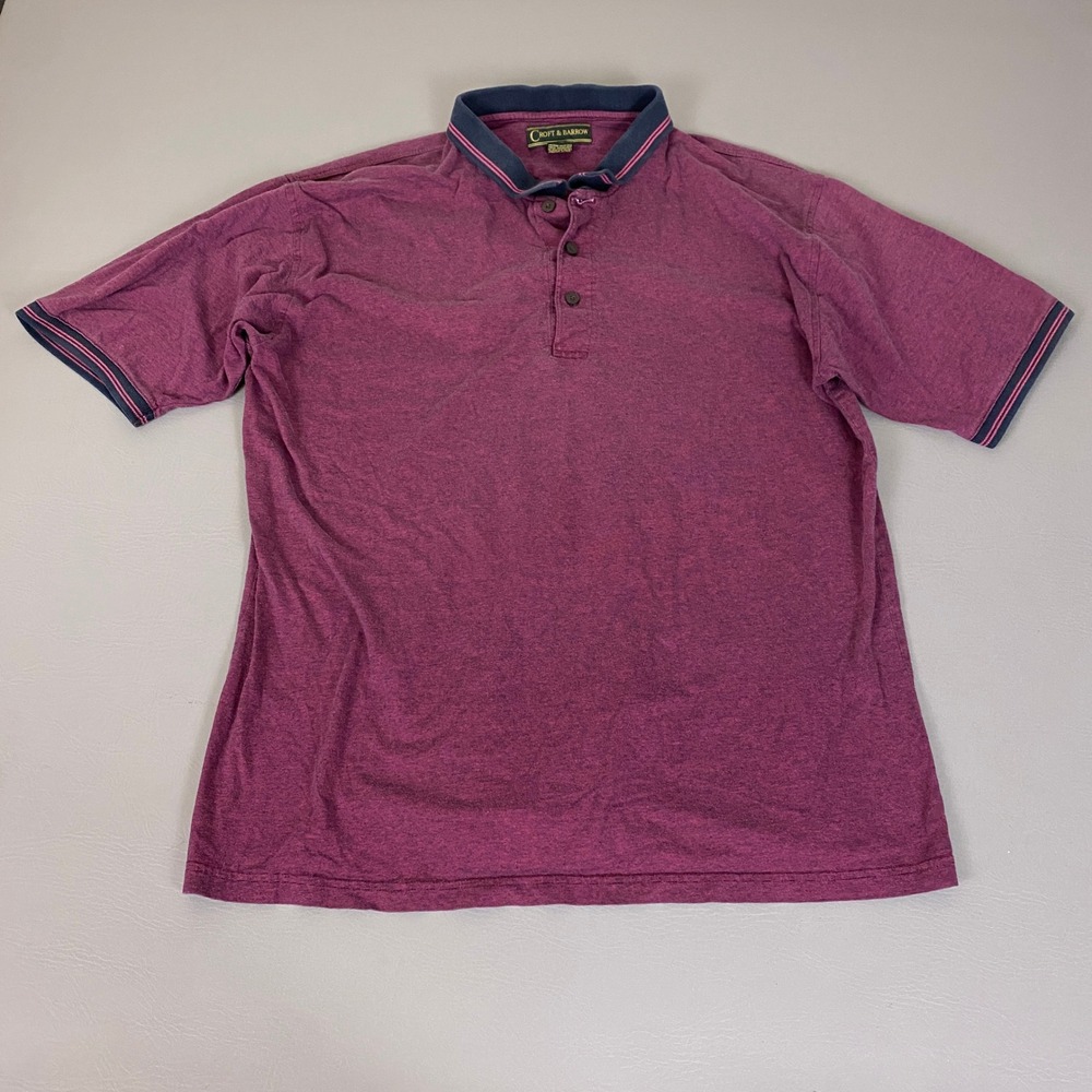 Vintage Croft & Barrow Polo Shirt Men's Large Burgundy Heathered Short Sleeve